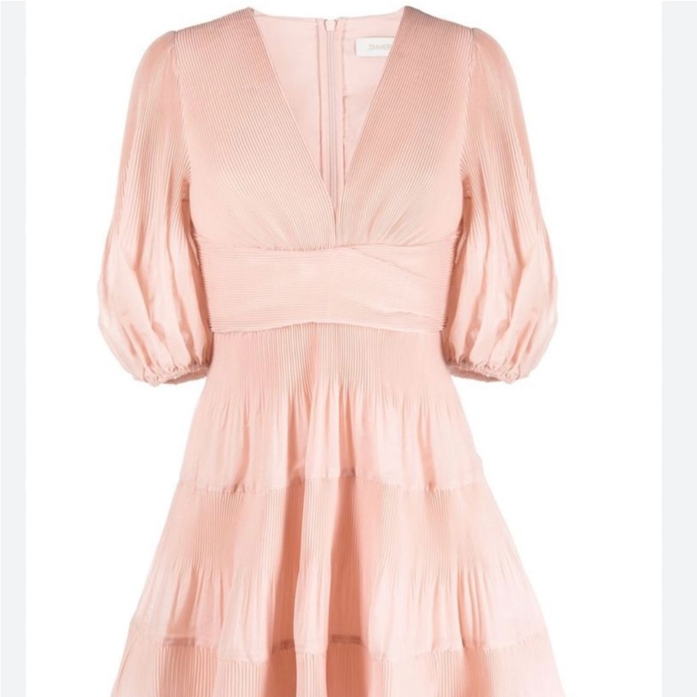 ZIMMERMANN puff -sleeve Pleated Minidress